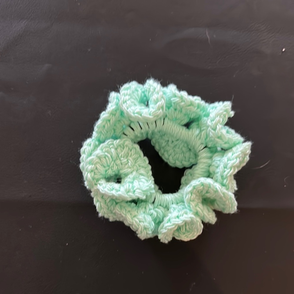 Mint Green Handmade Crochet Cotton Hair Scrunchie